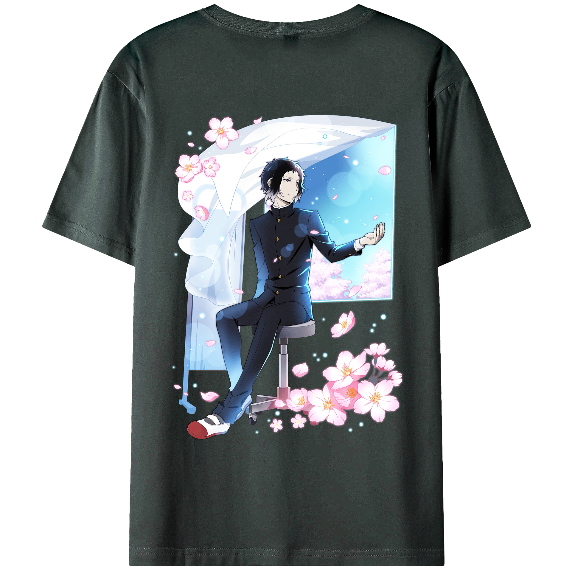 （画像用） 文豪ストレイドッグス Bungo Stray Dogs 綿100％ メンズ半袖Tシャツ（バックプリント） 通気性
